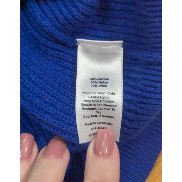 Talbots Textured Knit Puff Sleeve Cardigan Sweater Plus Size 2X Blue - Picture 6 of 11